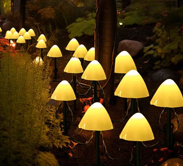 LED Mushroom String Decoration ແສງຕາເວັນ Ground Lights