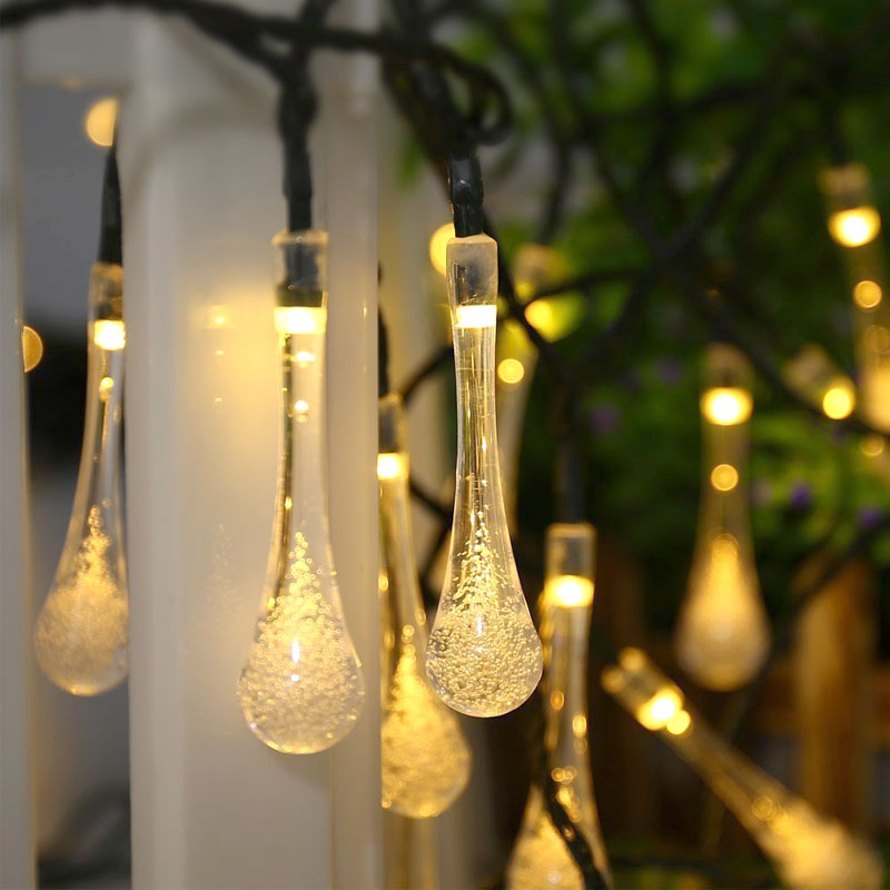 ແສງຕາເວັນ Outdoor Water Drop String Lights