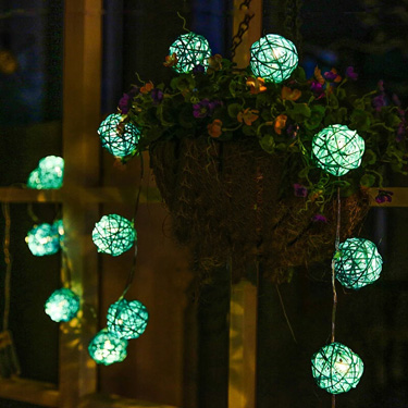 Rattan Ball ແສງຕາເວັນ String Light